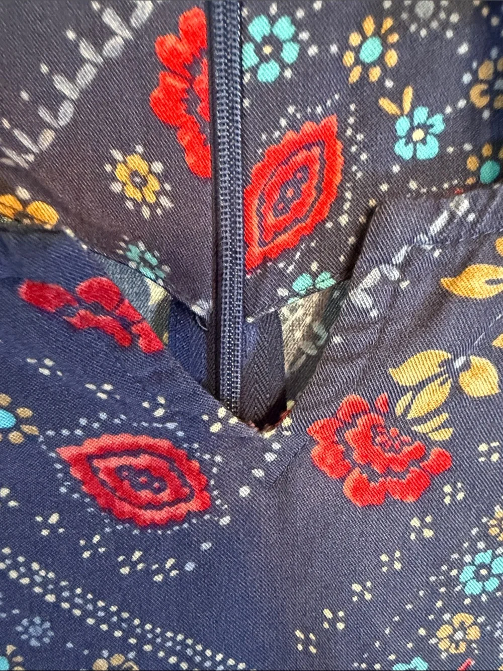Crazy Horse Liz Claiborne Vintage 90s Floral Paisley Patchwork Maxi Dress Navy 8
